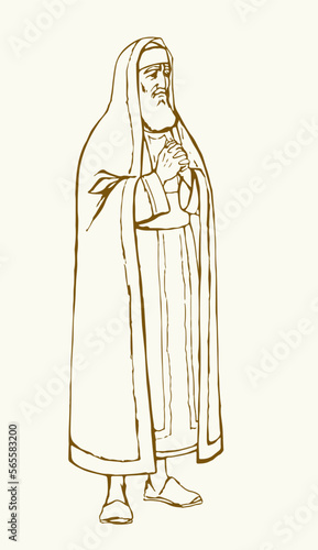 Old Pharisee Priest. Vector drawing