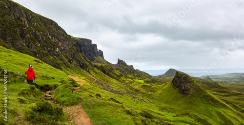 Beautiful image of spectacular scenery of the Quiraing on the Isle of Skye photo