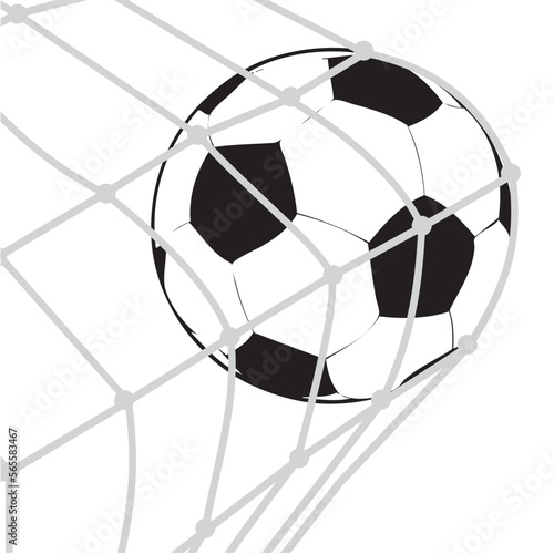 Football (soccer) ball in the net icon vector illustration. Football goal scored