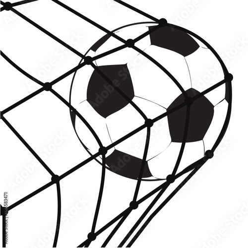 Football (soccer) ball in the net icon vector illustration. Football goal scored