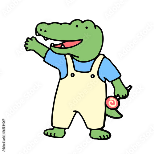 Cute crocodile cartoon character greeting, back to school concept. isolated on white background, vector illustration.
