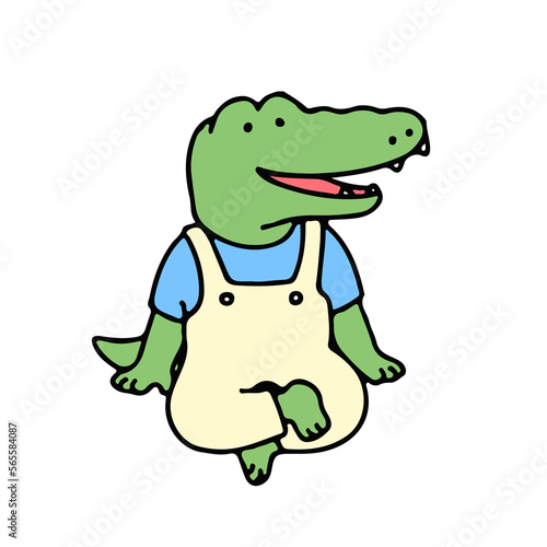 Cute crocodile cartoon character sitting  back to school concept. isolated on white background  vector illustration.