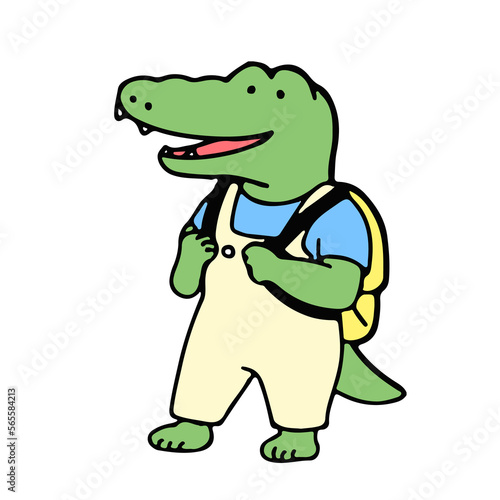 Cute crocodile studentcartoon character, back to school concept. isolated on white background, vector illustration.