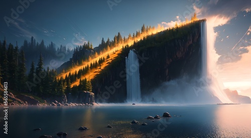 The Power of Flow: A Breathtaking View of Cascading Falls [AI Generated]