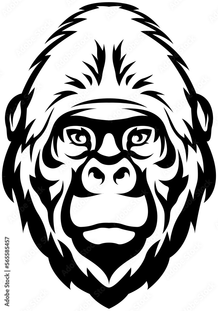 Hand drawn face of monkey. Gorilla illustration mascot art. Hand drawn face of monkey. Gorilla illustration mascot art.