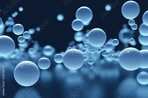 Wallpaper Mural Atoms molecules bonds abstraction bubbles azure blue background, Generative AI Torontodigital.ca