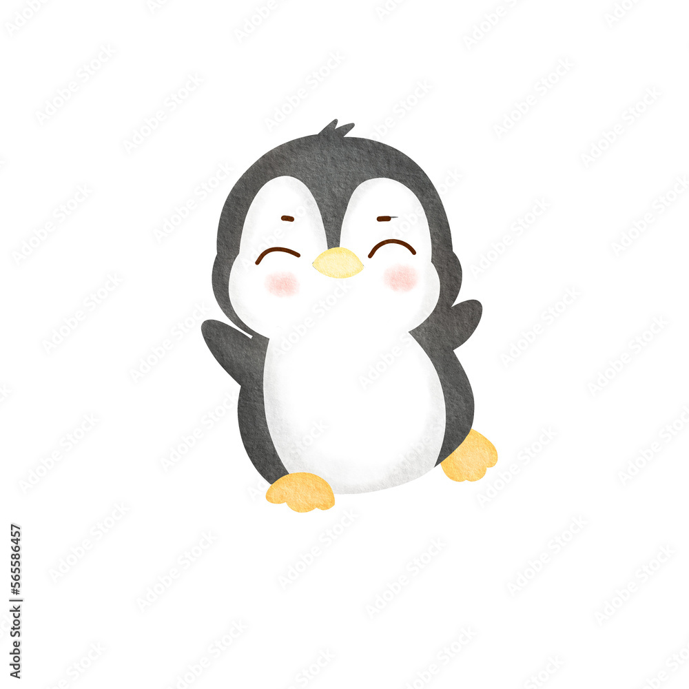Fototapeta premium cute penguin animal watercolor