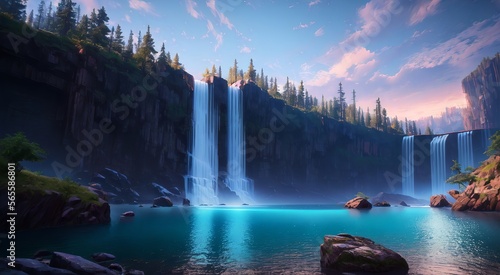 The Power of Flow: A Breathtaking View of Cascading Falls [AI Generated]