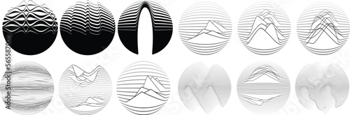 Set of spheres . Lines constructed transparent sphere .Vector  .Technology sphere Logo . Design element for posters, social media, templates, flyers, brochures . Abstract trendy transparent circles