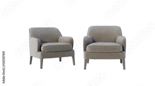 Armchair isolated on white background, 3D rendering