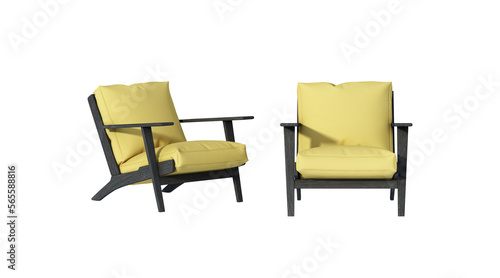 Armchair isolated on white background, 3D rendering
