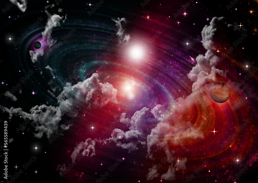 galaxy in a free space. 3D rendering