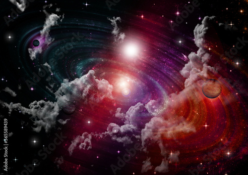 Obraz na płótnie galaxy in a free space. 3D rendering w salonie