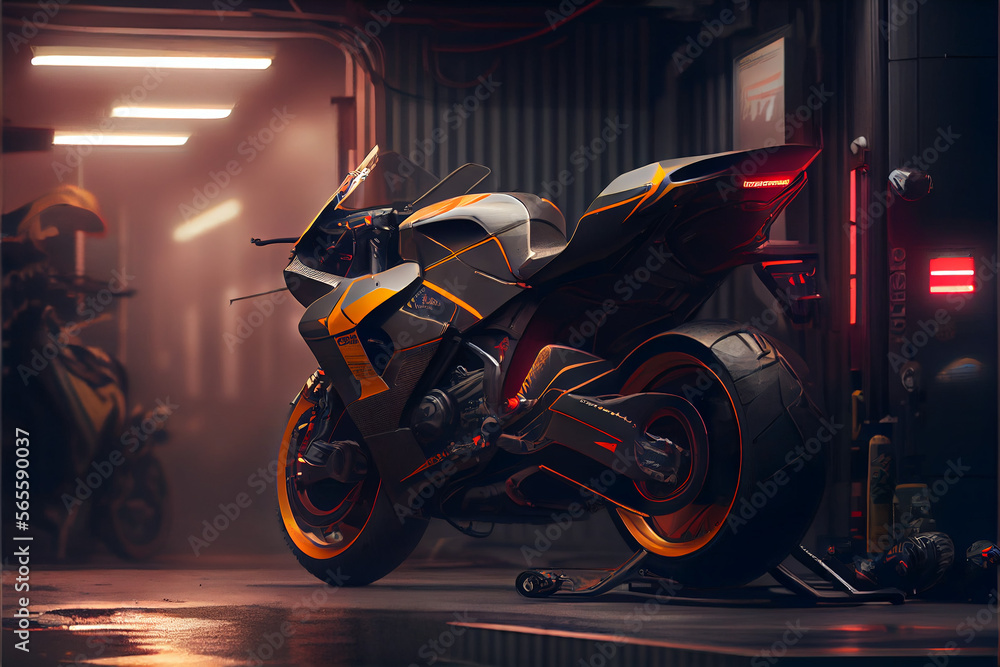 Sport Motorräder stehen in einer Garage