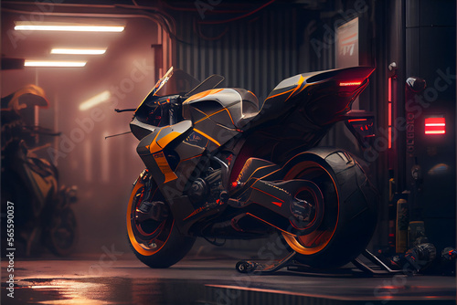 Sport Motorräder stehen in einer Garage