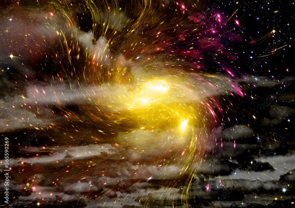 galaxy in a free space. 3D rendering