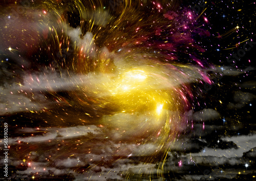 Obraz na płótnie galaxy in a free space. 3D rendering w salonie