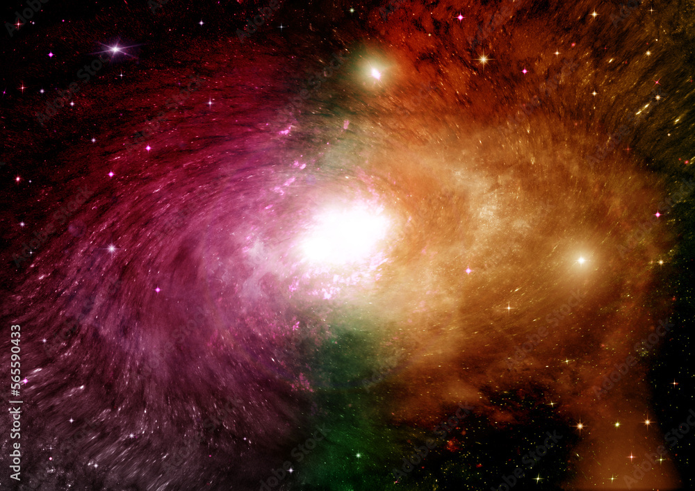 galaxy in a free space. 3D rendering