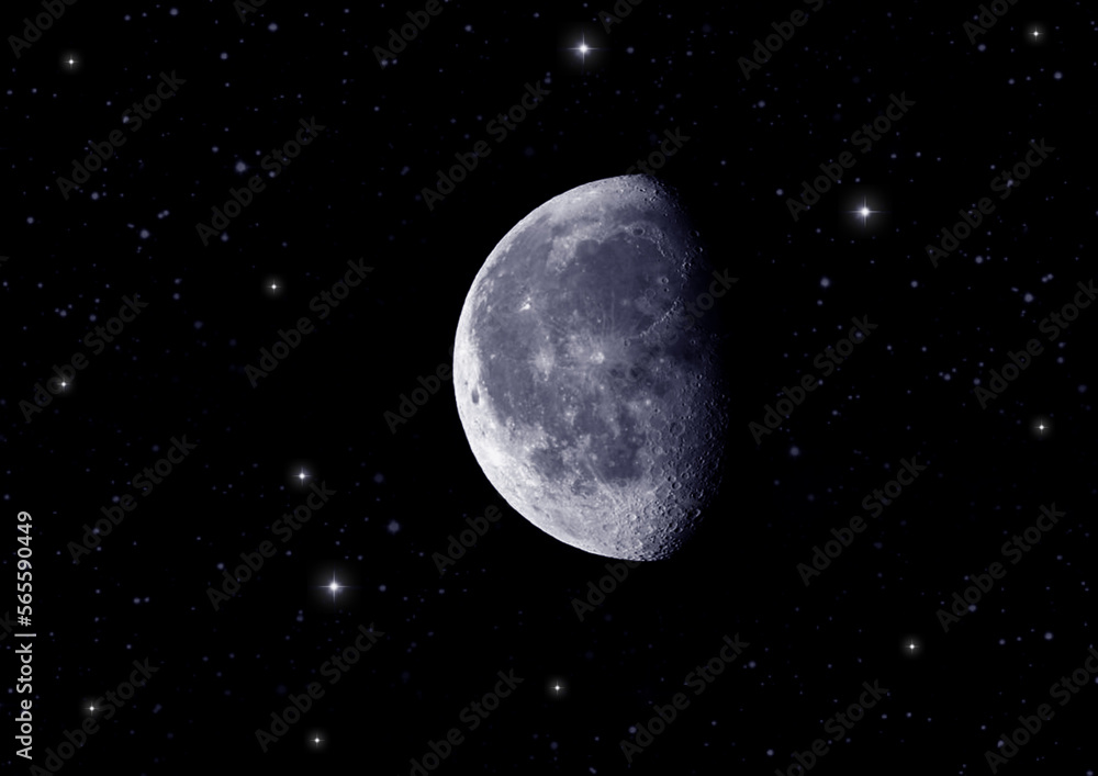 The moon in the night sky