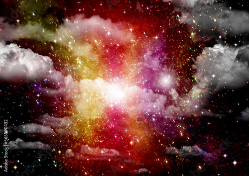 Obraz na płótnie galaxy in a free space. 3D rendering w salonie