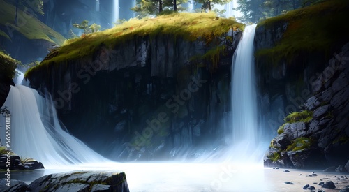 The Power of Flow: A Breathtaking View of Cascading Falls [AI Generated]