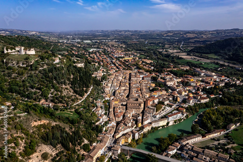 Tableau sur toile Fossombrone in Italy with Drone | Luftbilder vom Dorf Fossombrone in Italien