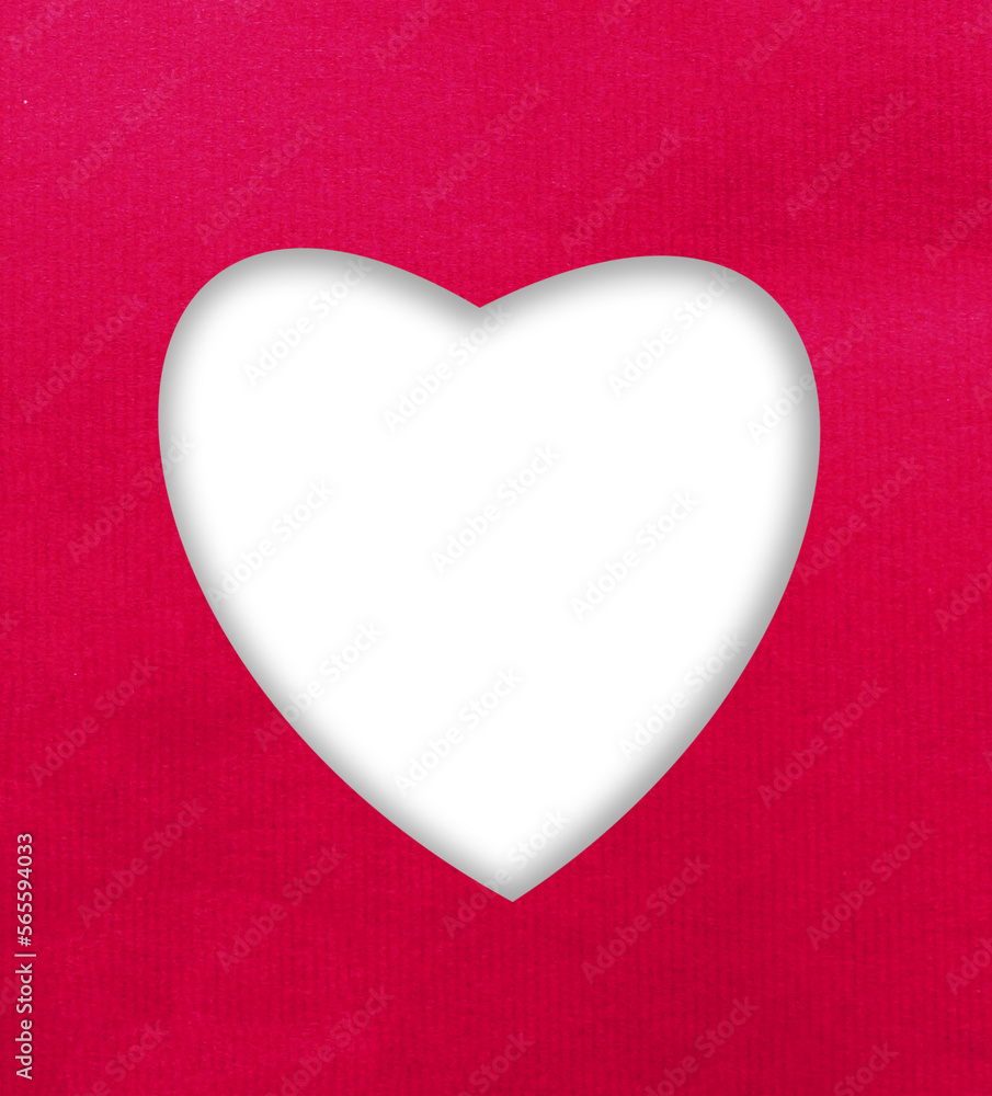 Red Valentines day heart frame mock up , isolated
