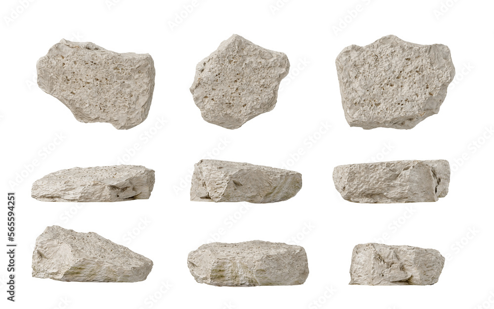 Architectural and landscape concept. Top and side view of garden stone isolated on transparent background. 3d rendering illustration. PNG format Architectural and landscape concept. Top and side view of garden stone isolated on transparent background. 3d rendering illustration. PNG format