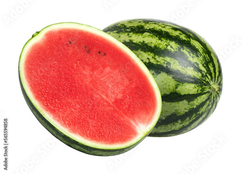watermelon and half isolated, Watermelon macro studio photo, transparent png, PNG format, cut out