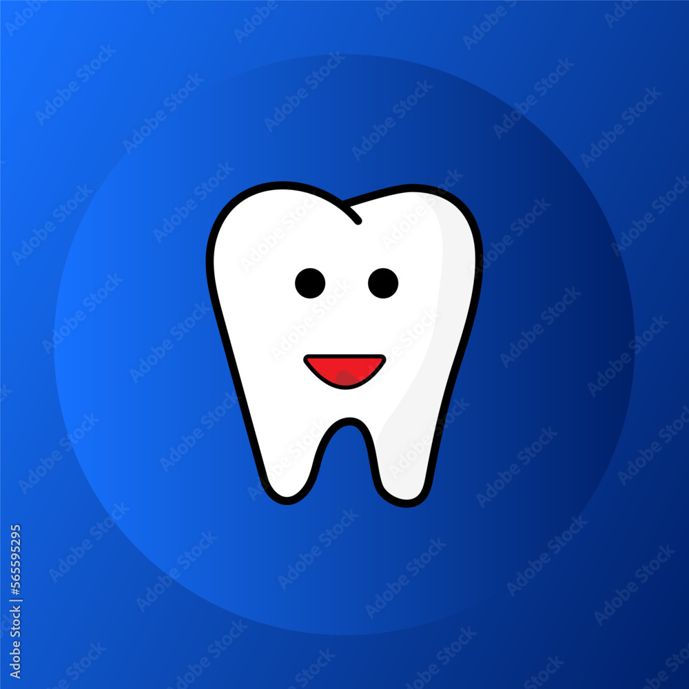 Tooth with a smiling face icon. Minimalistic image Tooth with a smiling face icon. Minimalistic image