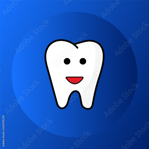 Tooth with a smiling face icon. Minimalistic image