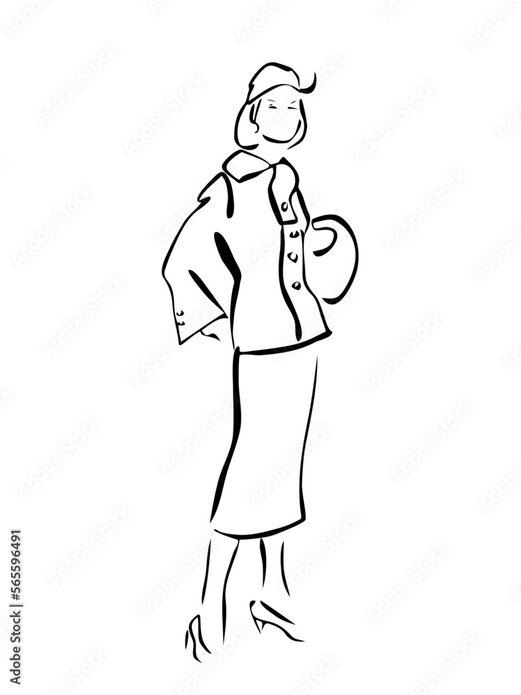 Fashion woman abstract portrait, line art, quick sketch, vector fashion illustration Fashion woman abstract portrait, line art, quick sketch, vector fashion illustration