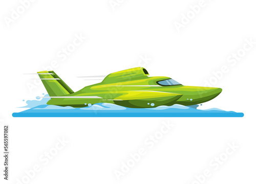 hydroplane boat racing watercraft side view mascot cartoon illustration vector