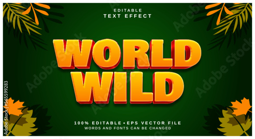 Editable text style effect - World Wild text style theme.