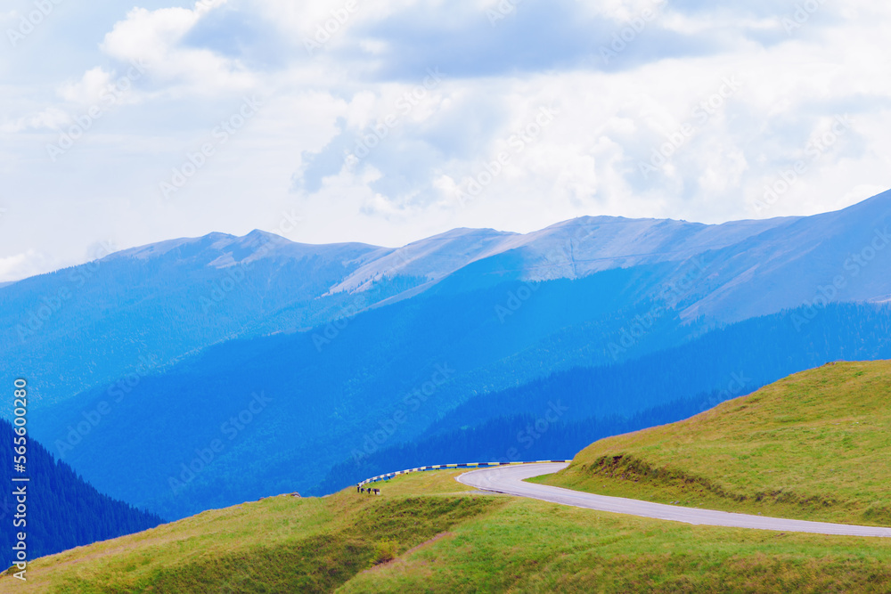 Transfagarasan road in Carpathian mountains