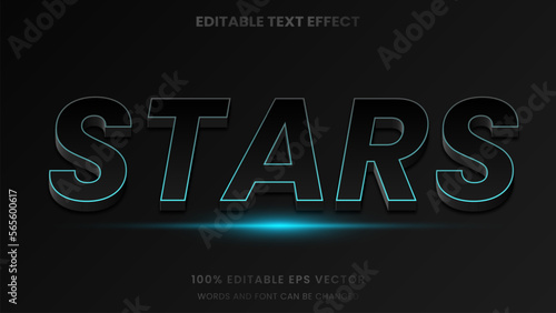 Futuristic scifi glow neon blue stars 3D Editable text Effect Style