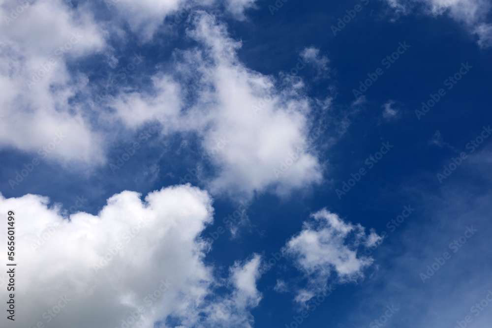 some white whispy clouds and blue sky cloudscape