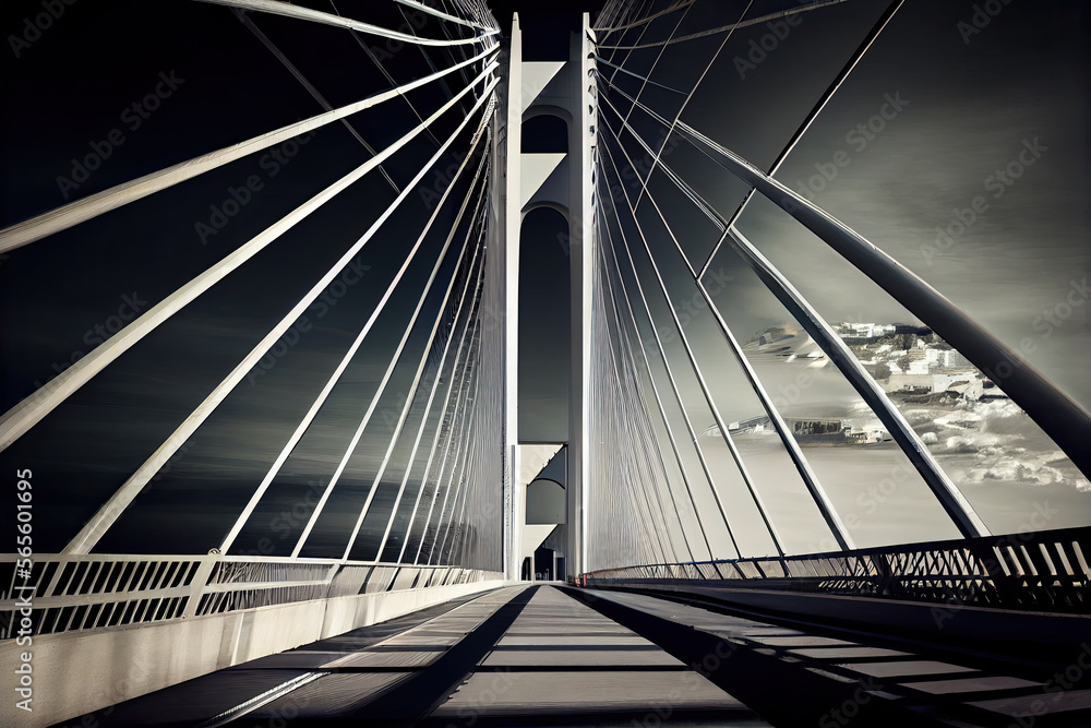 Fototapeta premium Suspension structure of modern bridge