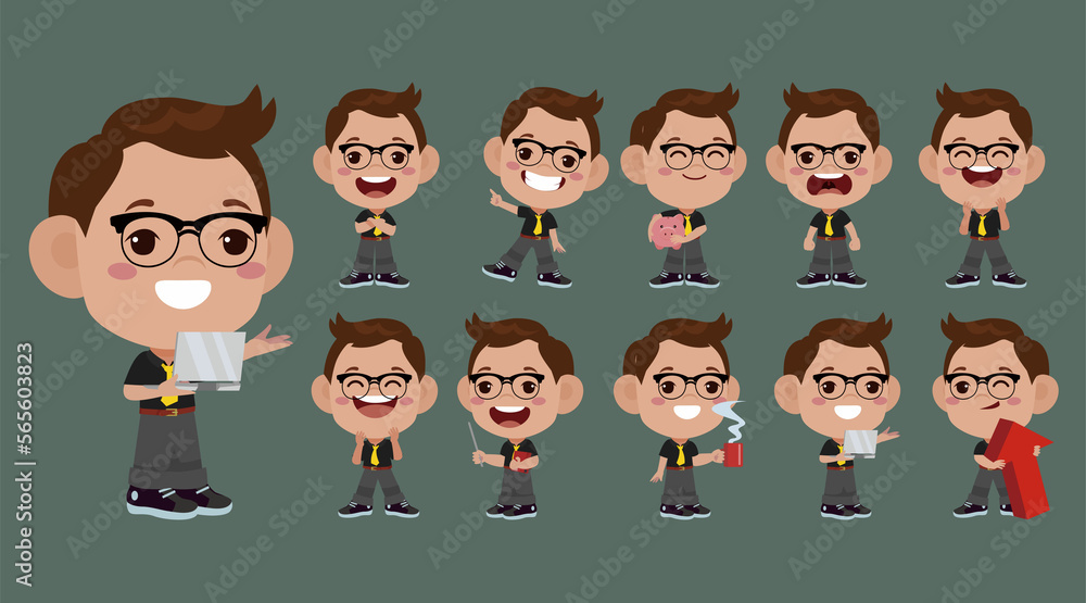 Business people set different gestures Business people set different gestures