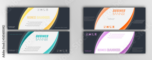 Abstract template for the design of a web banner with space for photos, text and visual information