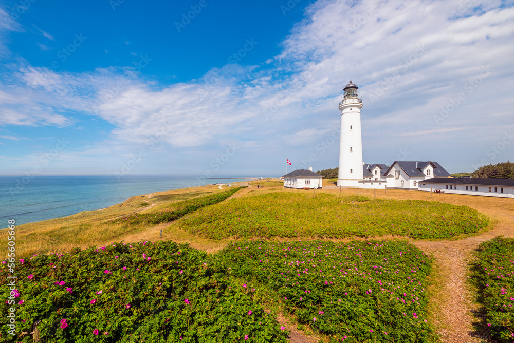 Lighthouse in Hirtshals, Jutland, Denmark on summer day. The Lighthouse dates from 1863.
