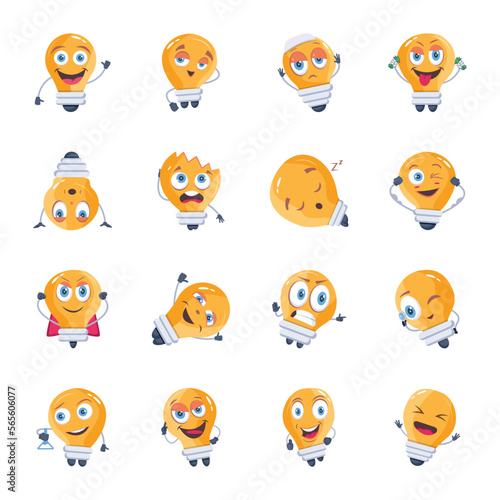 Pack of Cute Lights Flat Icons 

