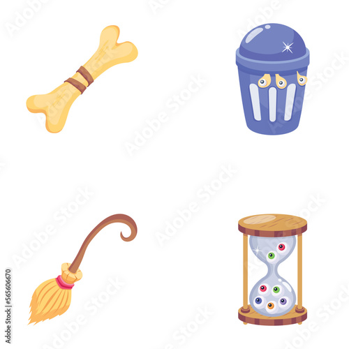 Pack of Trendy Spooky 2D Icons 
