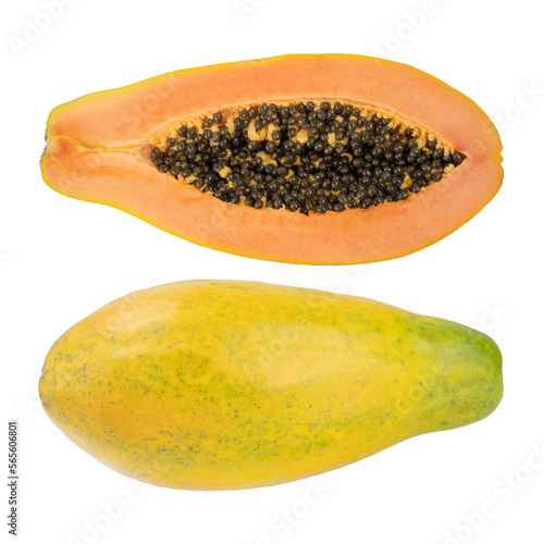 ripe papaya isolated on a white background