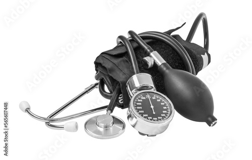 Medicine object. Blood pressure with stethoscope isolated. png transparent