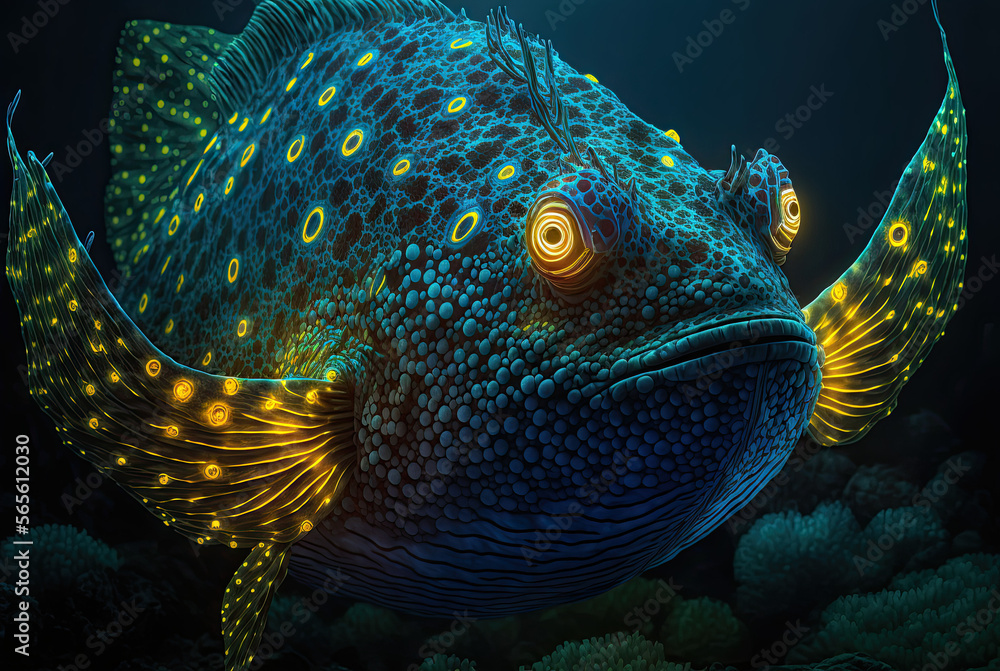 Bioluminescent fish, generated by ai Bioluminescent fish, generated by ai