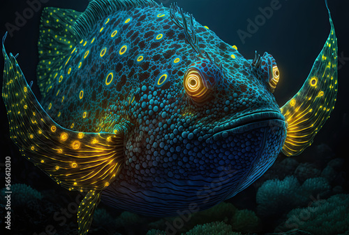 Bioluminescent fish, generated by ai