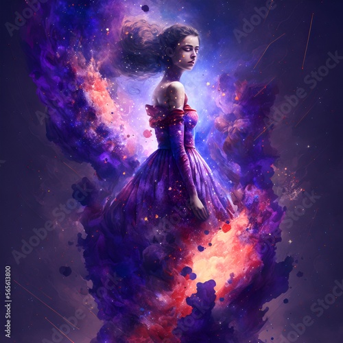 A woman in imaginary galaxy.