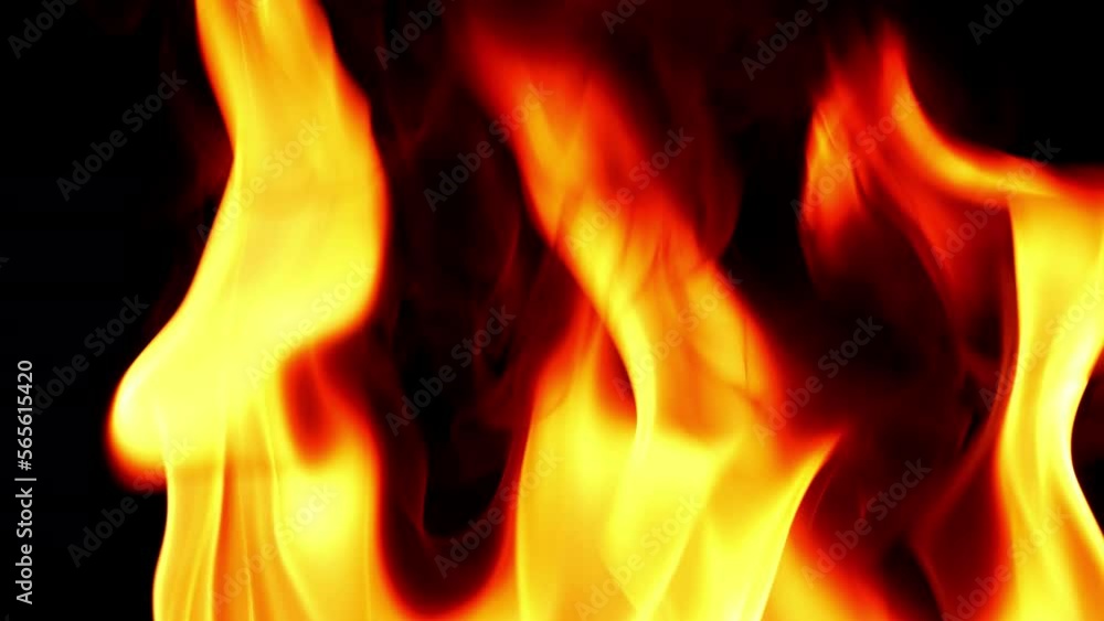 Flame fire glowing slow motion on black screen background Flame fire glowing slow motion on black screen background