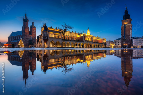 Old town of Krakow with amazing architecture at dawn, Poland. photo